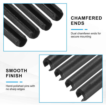 25Pcs Slotted Split Roll Pins 1/2 Inch(12mm) Dia. 1-2/5 Inch(35mm) Length 65Mn Steel Spring Tension Expansion Dowels for Secure Fastening, Black - Colors A