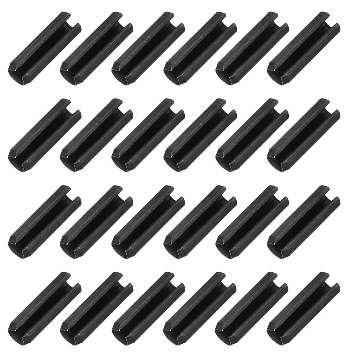 25Pcs Slotted Split Roll Pins 1/2 Inch(12mm) Dia. 1-2/5 Inch(35mm) Length 65Mn Steel Spring Tension Expansion Dowels for Secure Fastening, Black - Colors A