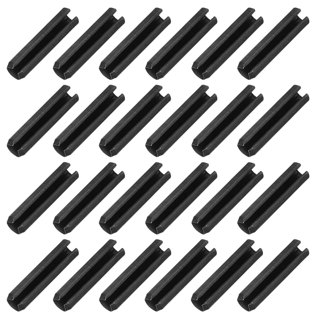 25Pcs Slotted Split Roll Pins 1/2 Inch(12mm) Dia. 1-2/5 Inch(35mm) Length 65Mn Steel Spring Tension Expansion Dowels for Secure Fastening, Black - Colors A