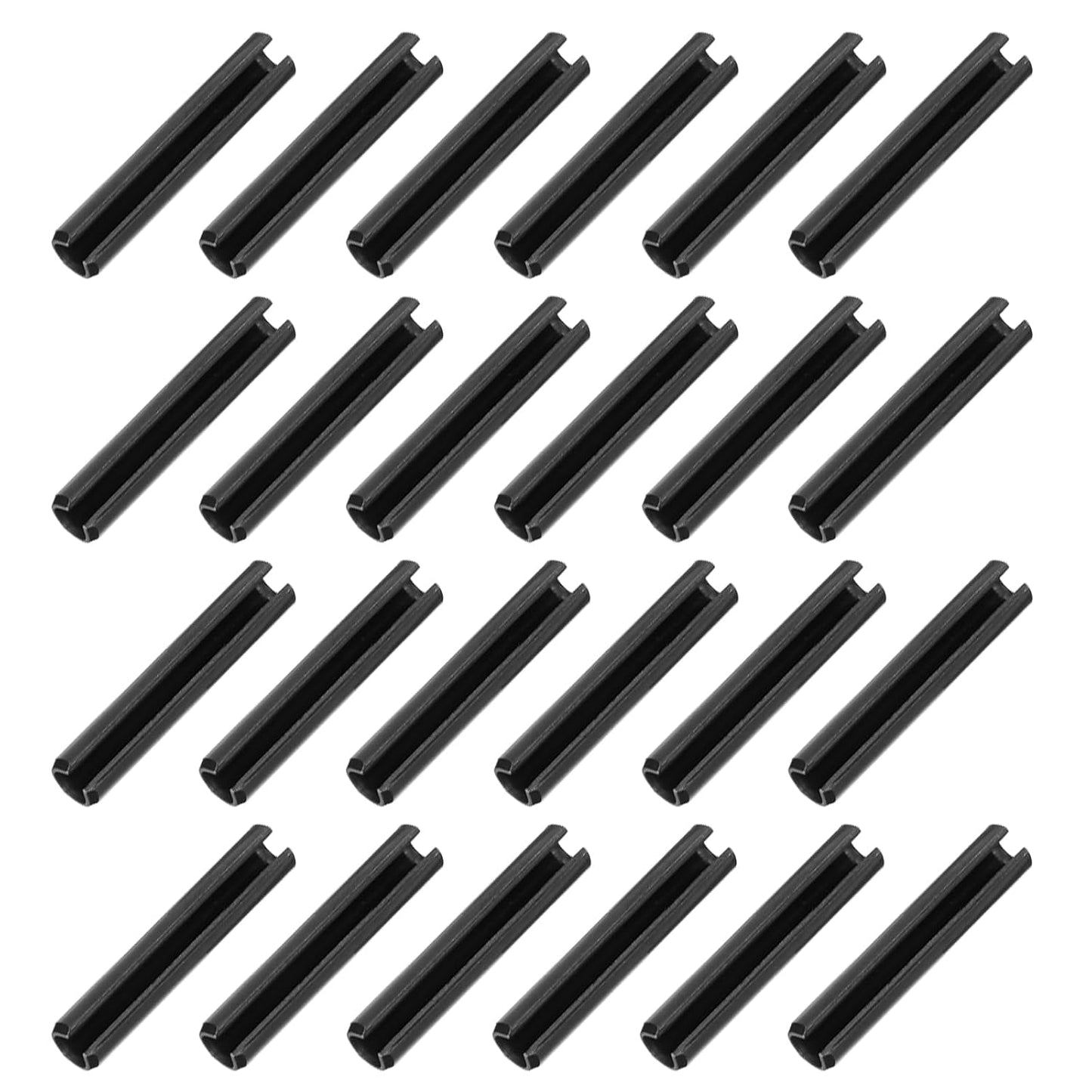 25Pcs Slotted Split Roll Pins 1/2 Inch(12mm) Dia. 1-2/5 Inch(35mm) Length 65Mn Steel Spring Tension Expansion Dowels for Secure Fastening, Black - Colors A