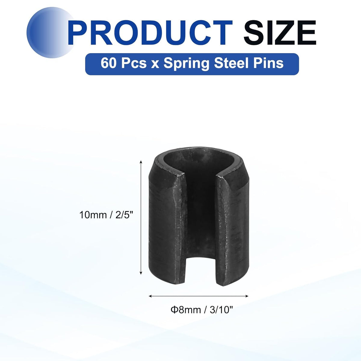 25Pcs Slotted Split Roll Pins 1/2 Inch(12mm) Dia. 1-2/5 Inch(35mm) Length 65Mn Steel Spring Tension Expansion Dowels for Secure Fastening, Black - Colors A
