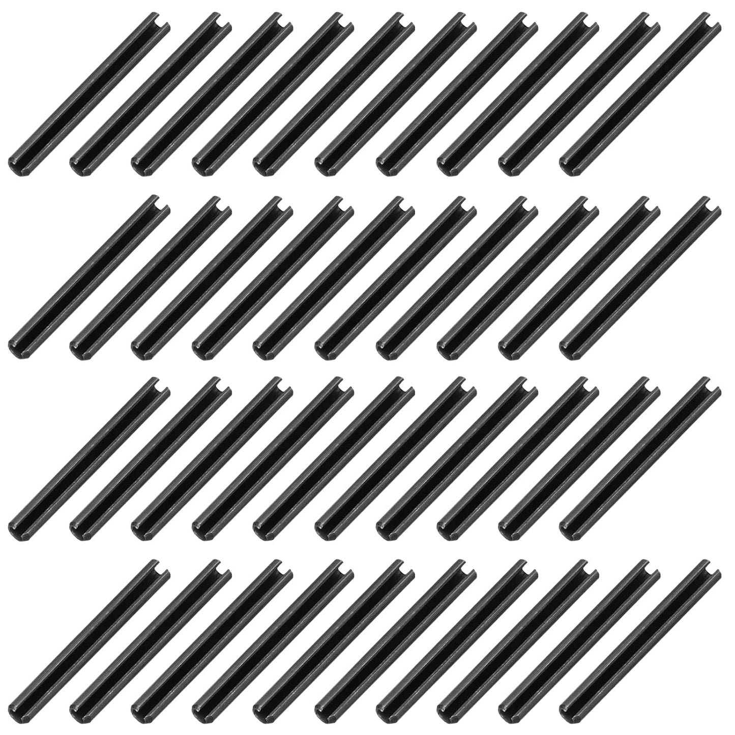 25Pcs Slotted Split Roll Pins 1/2 Inch(12mm) Dia. 1-2/5 Inch(35mm) Length 65Mn Steel Spring Tension Expansion Dowels for Secure Fastening, Black - Colors A