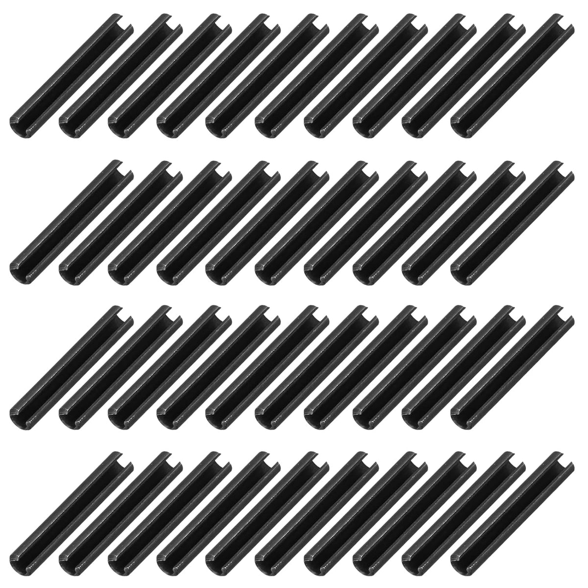 25Pcs Slotted Split Roll Pins 1/2 Inch(12mm) Dia. 1-2/5 Inch(35mm) Length 65Mn Steel Spring Tension Expansion Dowels for Secure Fastening, Black - Colors A