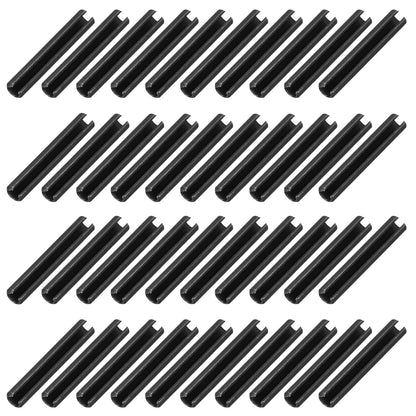 25Pcs Slotted Split Roll Pins 1/2 Inch(12mm) Dia. 1-2/5 Inch(35mm) Length 65Mn Steel Spring Tension Expansion Dowels for Secure Fastening, Black - Colors A
