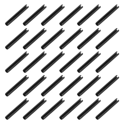 25Pcs Slotted Split Roll Pins 1/2 Inch(12mm) Dia. 1-2/5 Inch(35mm) Length 65Mn Steel Spring Tension Expansion Dowels for Secure Fastening, Black - Colors A