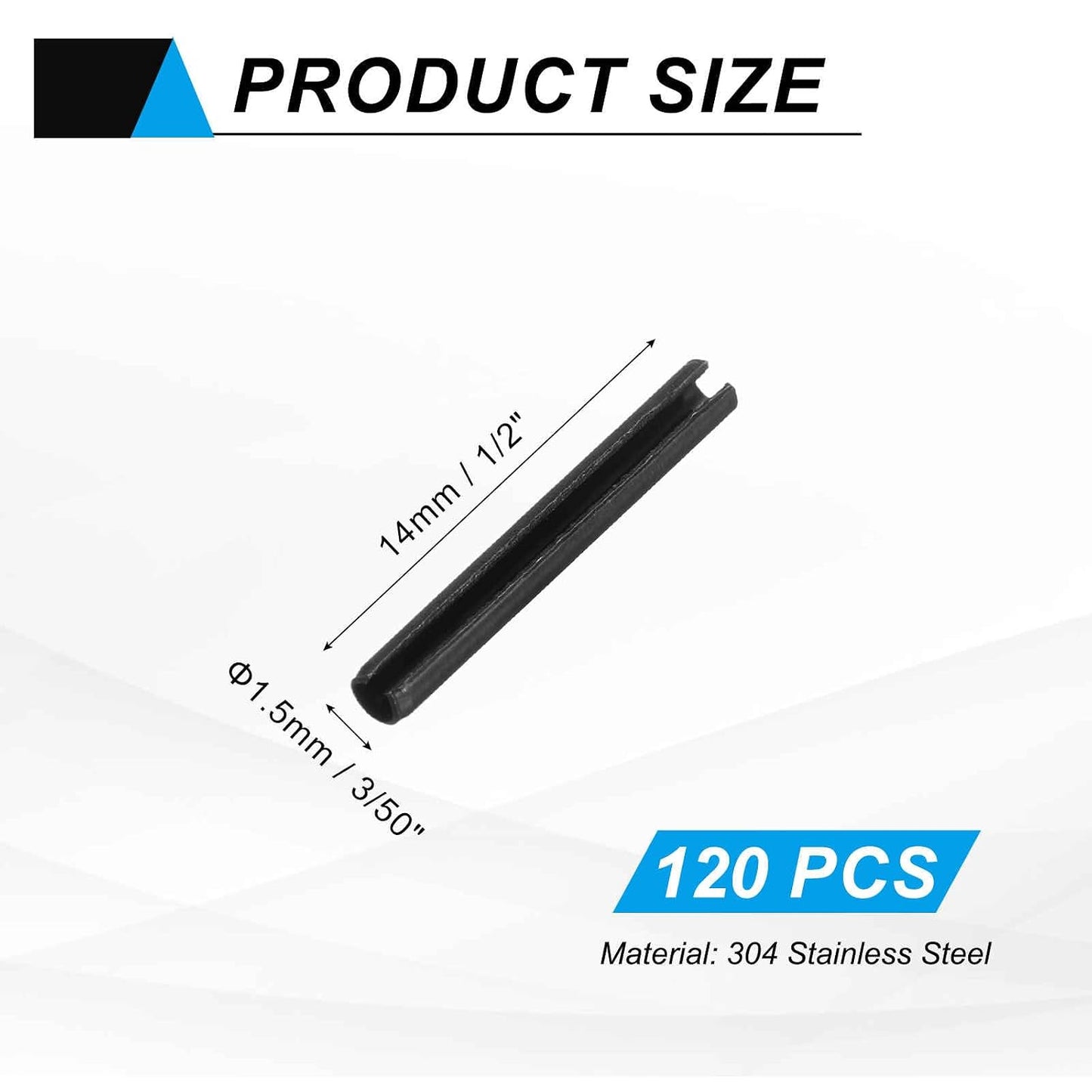 25Pcs Slotted Split Roll Pins 1/2 Inch(12mm) Dia. 1-2/5 Inch(35mm) Length 65Mn Steel Spring Tension Expansion Dowels for Secure Fastening, Black - Colors A