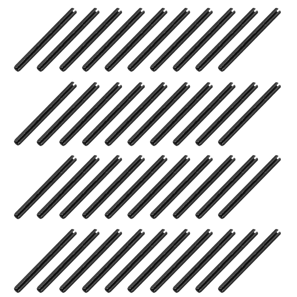 25Pcs Slotted Split Roll Pins 1/2 Inch(12mm) Dia. 1-2/5 Inch(35mm) Length 65Mn Steel Spring Tension Expansion Dowels for Secure Fastening, Black - Colors A