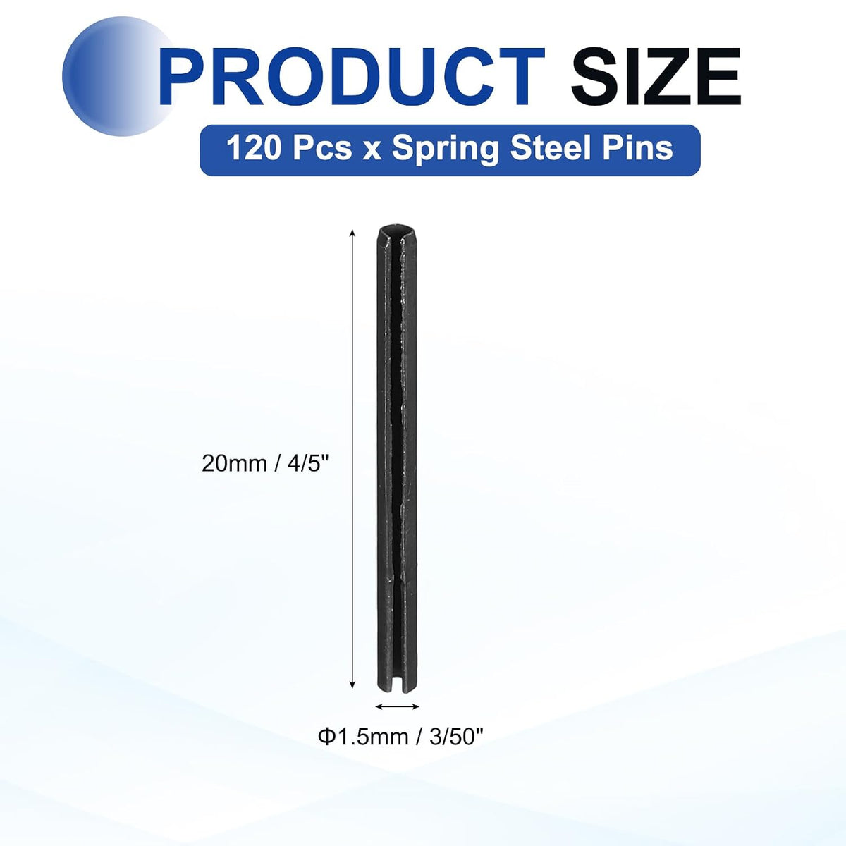25Pcs Slotted Split Roll Pins 1/2 Inch(12mm) Dia. 1-2/5 Inch(35mm) Length 65Mn Steel Spring Tension Expansion Dowels for Secure Fastening, Black - Colors A