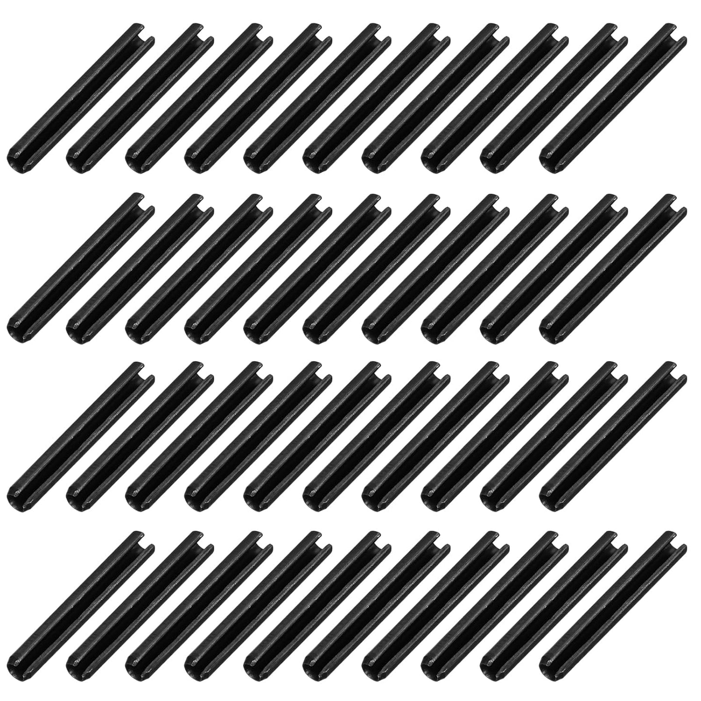 25Pcs Slotted Split Roll Pins 1/2 Inch(12mm) Dia. 1-2/5 Inch(35mm) Length 65Mn Steel Spring Tension Expansion Dowels for Secure Fastening, Black - Colors A