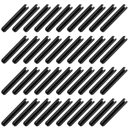 25Pcs Slotted Split Roll Pins 1/2 Inch(12mm) Dia. 1-2/5 Inch(35mm) Length 65Mn Steel Spring Tension Expansion Dowels for Secure Fastening, Black - Colors A