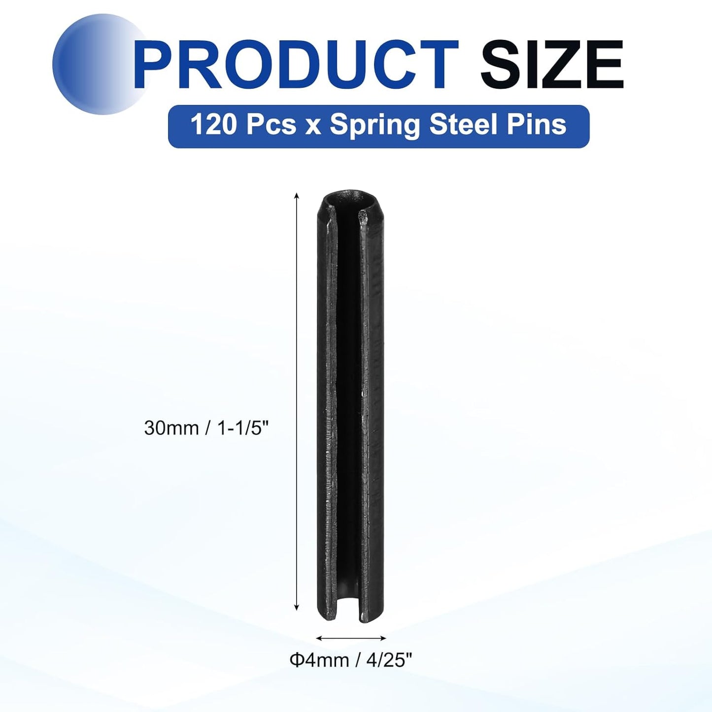25Pcs Slotted Split Roll Pins 1/2 Inch(12mm) Dia. 1-2/5 Inch(35mm) Length 65Mn Steel Spring Tension Expansion Dowels for Secure Fastening, Black - Colors A