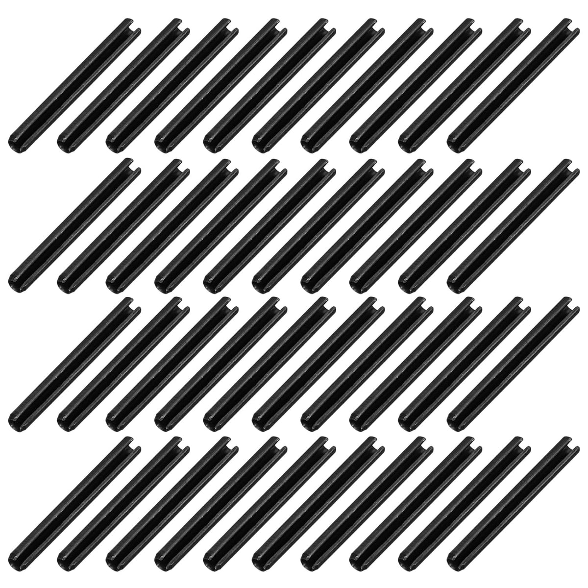 25Pcs Slotted Split Roll Pins 1/2 Inch(12mm) Dia. 1-2/5 Inch(35mm) Length 65Mn Steel Spring Tension Expansion Dowels for Secure Fastening, Black - Colors A