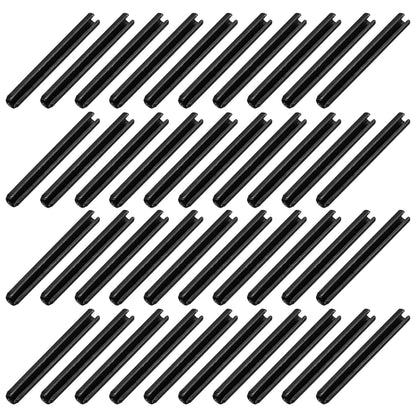 25Pcs Slotted Split Roll Pins 1/2 Inch(12mm) Dia. 1-2/5 Inch(35mm) Length 65Mn Steel Spring Tension Expansion Dowels for Secure Fastening, Black - Colors A