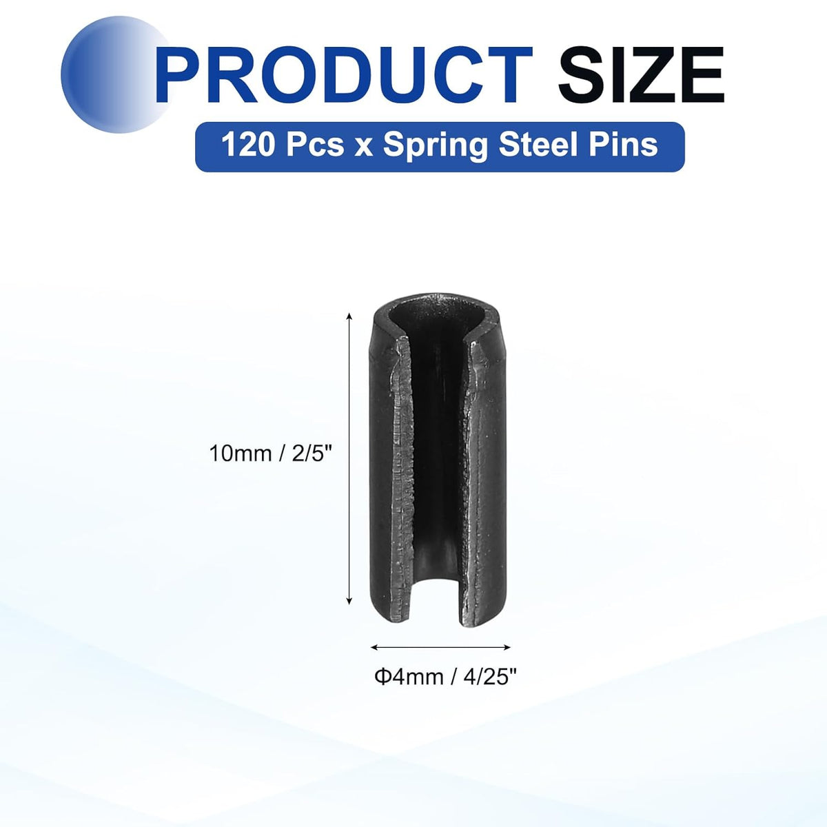25Pcs Slotted Split Roll Pins 1/2 Inch(12mm) Dia. 1-2/5 Inch(35mm) Length 65Mn Steel Spring Tension Expansion Dowels for Secure Fastening, Black - Colors A