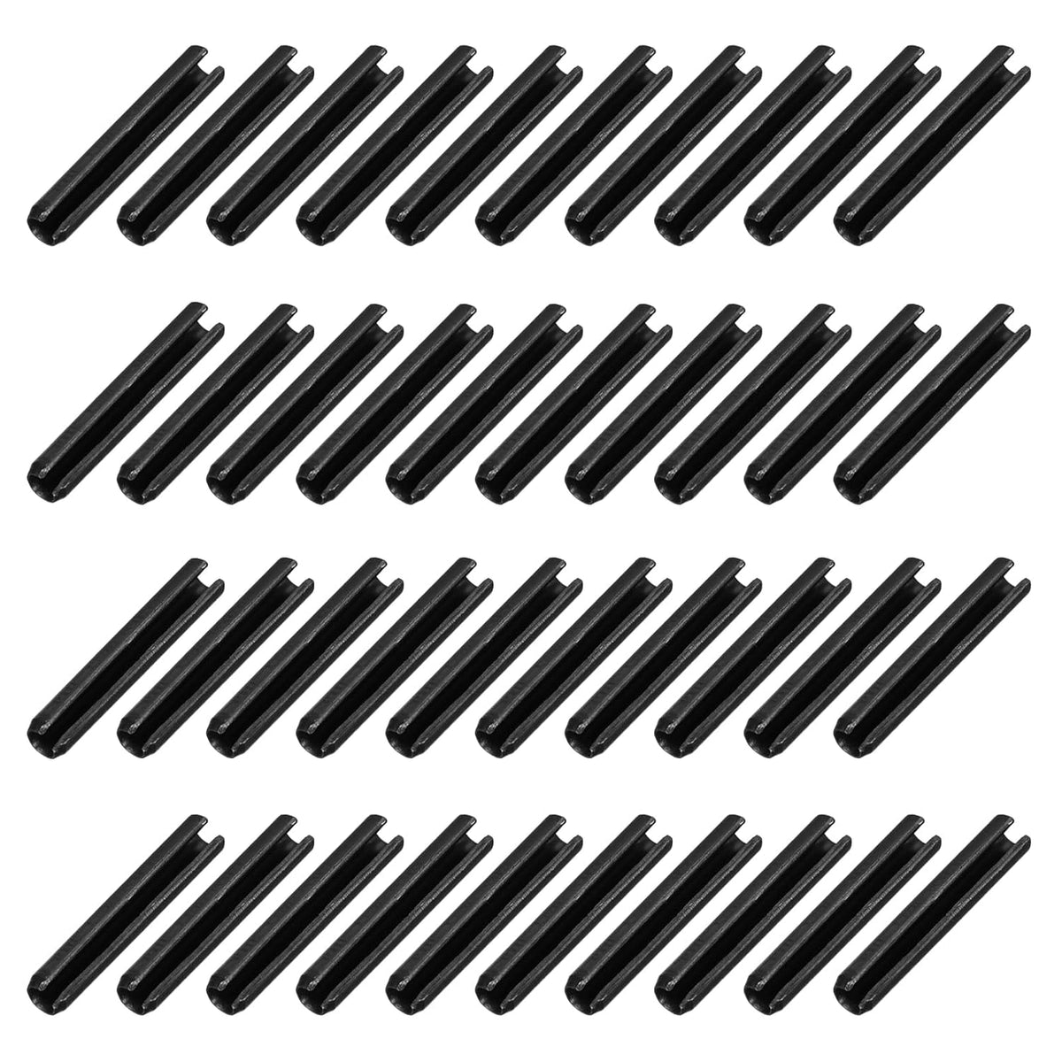 25Pcs Slotted Split Roll Pins 1/2 Inch(12mm) Dia. 1-2/5 Inch(35mm) Length 65Mn Steel Spring Tension Expansion Dowels for Secure Fastening, Black - Colors A