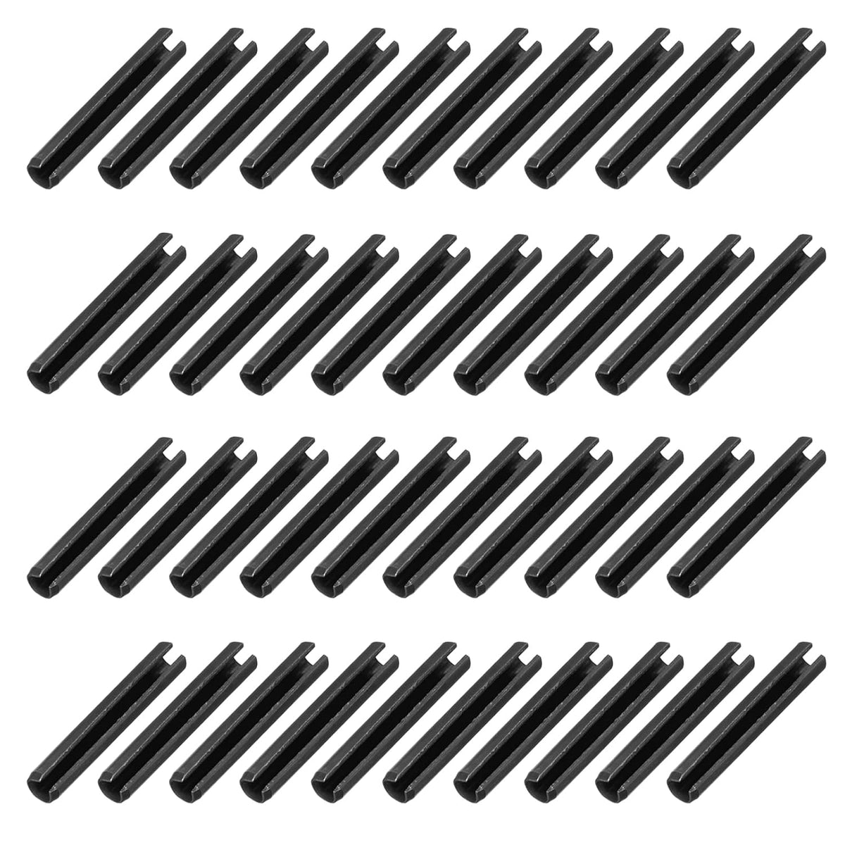 25Pcs Slotted Split Roll Pins 1/2 Inch(12mm) Dia. 1-2/5 Inch(35mm) Length 65Mn Steel Spring Tension Expansion Dowels for Secure Fastening, Black - Colors A
