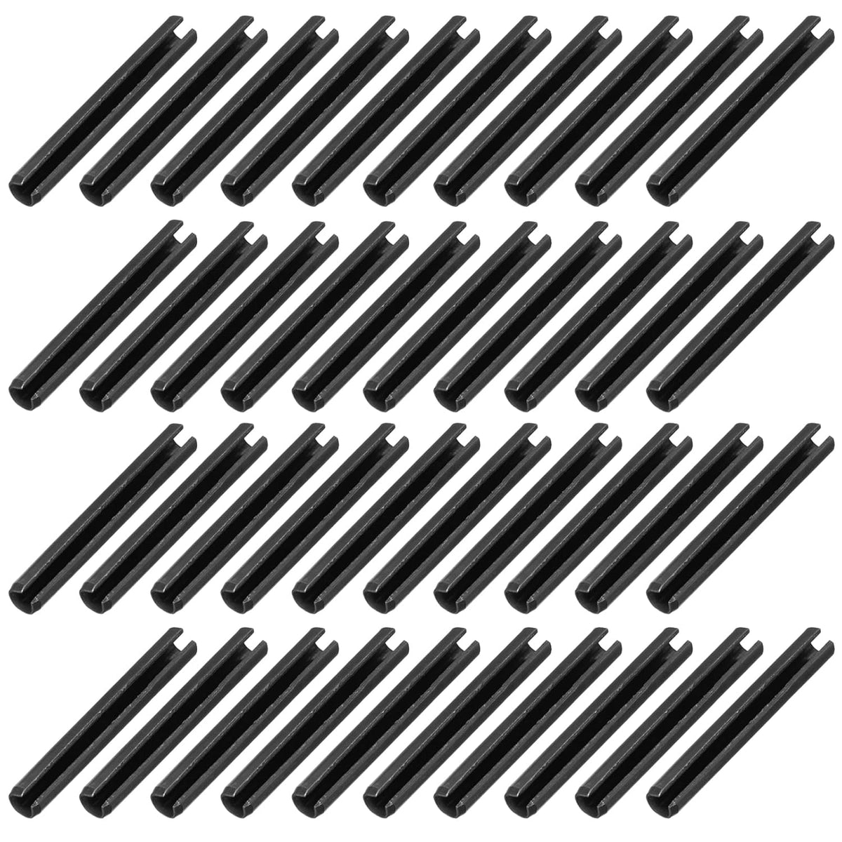 25Pcs Slotted Split Roll Pins 1/2 Inch(12mm) Dia. 1-2/5 Inch(35mm) Length 65Mn Steel Spring Tension Expansion Dowels for Secure Fastening, Black - Colors A