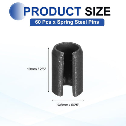 25Pcs Slotted Split Roll Pins 1/2 Inch(12mm) Dia. 1-2/5 Inch(35mm) Length 65Mn Steel Spring Tension Expansion Dowels for Secure Fastening, Black - Colors A