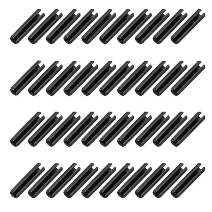 25Pcs Slotted Split Roll Pins 1/2 Inch(12mm) Dia. 1-2/5 Inch(35mm) Length 65Mn Steel Spring Tension Expansion Dowels for Secure Fastening, Black - Colors A