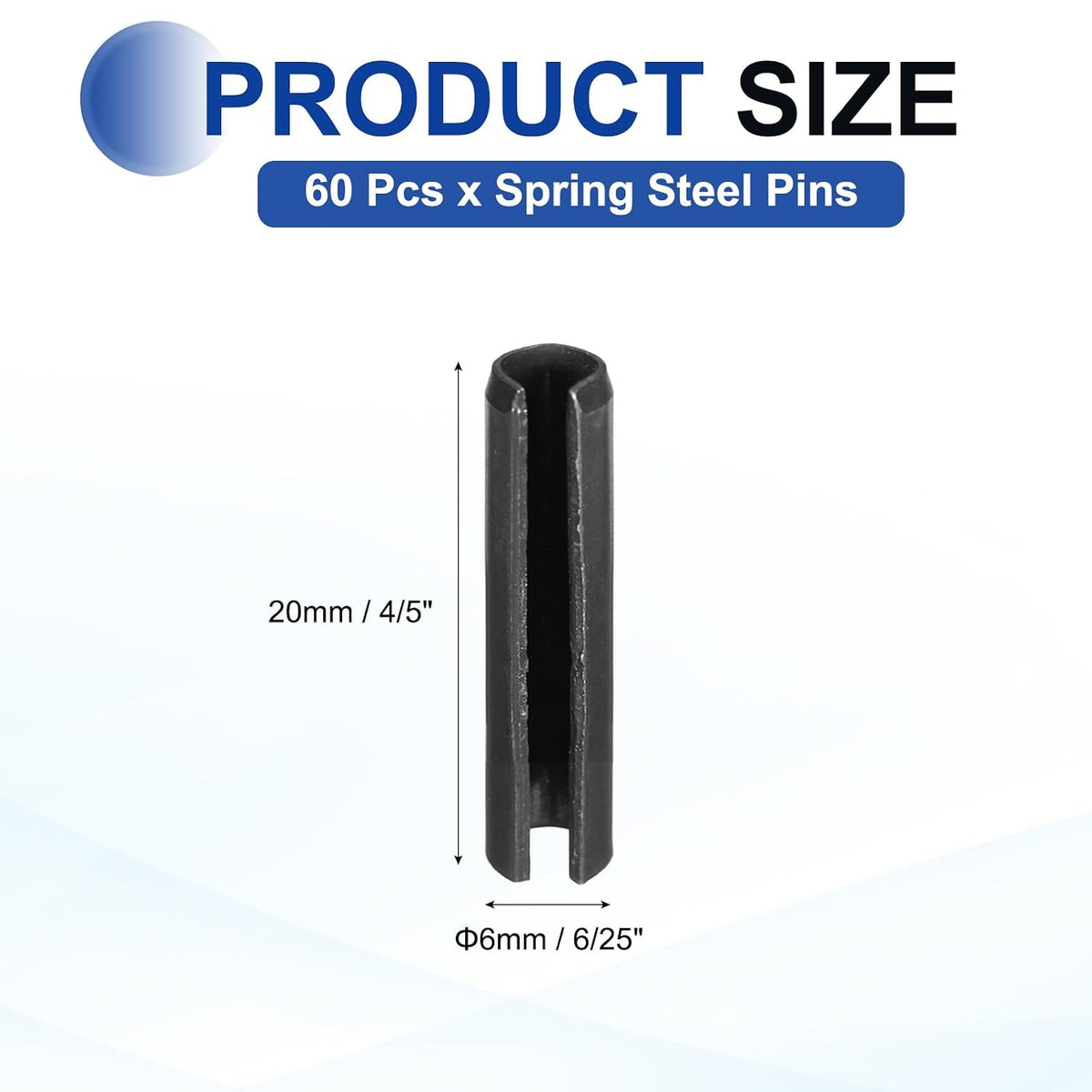 25Pcs Slotted Split Roll Pins 1/2 Inch(12mm) Dia. 1-2/5 Inch(35mm) Length 65Mn Steel Spring Tension Expansion Dowels for Secure Fastening, Black - Colors A