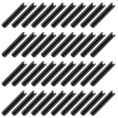 25Pcs Slotted Split Roll Pins 1/2 Inch(12mm) Dia. 1-2/5 Inch(35mm) Length 65Mn Steel Spring Tension Expansion Dowels for Secure Fastening, Black - Colors A