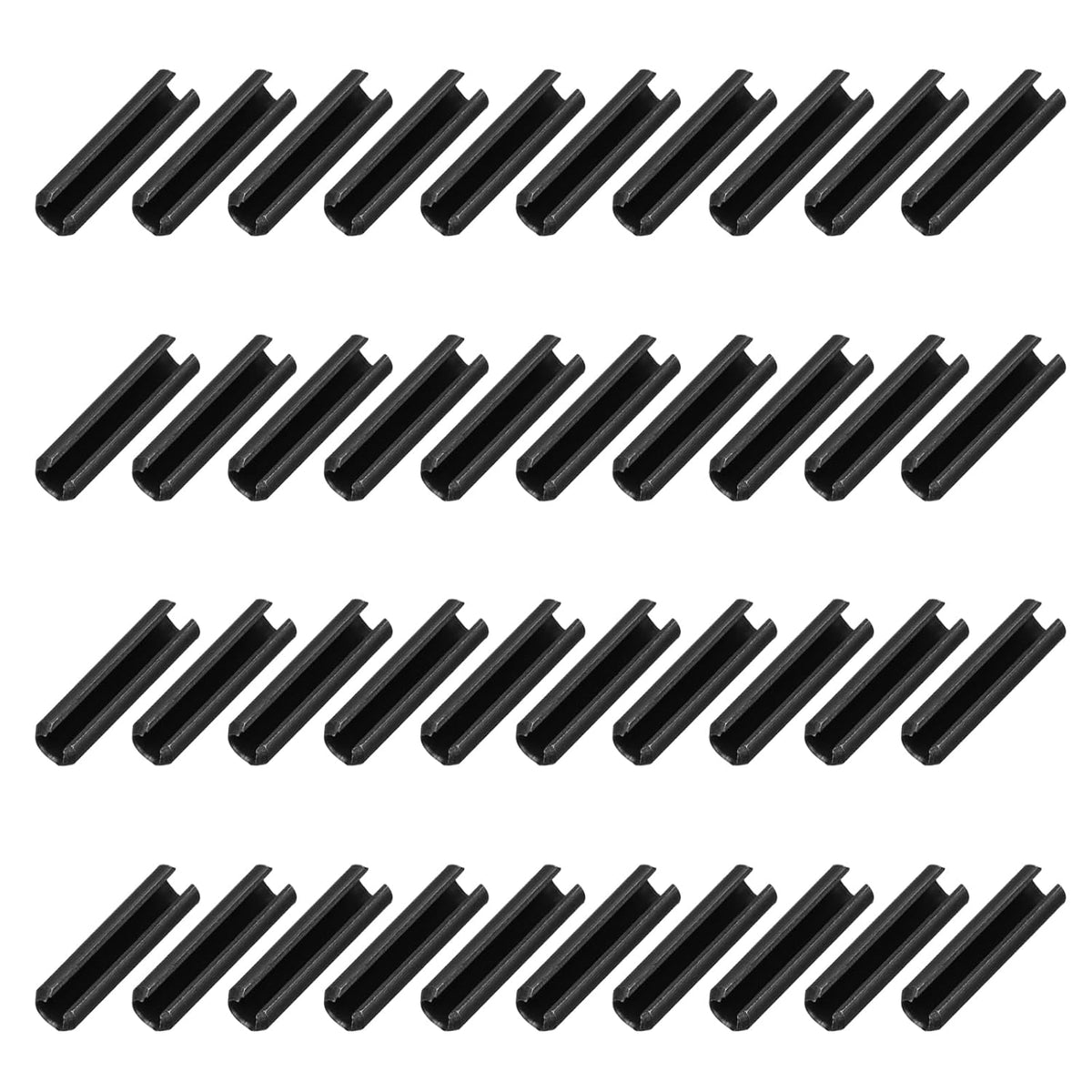 25Pcs Slotted Split Roll Pins 1/2 Inch(12mm) Dia. 1-2/5 Inch(35mm) Length 65Mn Steel Spring Tension Expansion Dowels for Secure Fastening, Black - Colors A