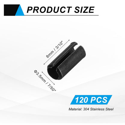 25Pcs Slotted Split Roll Pins 1/2 Inch(12mm) Dia. 1-2/5 Inch(35mm) Length 65Mn Steel Spring Tension Expansion Dowels for Secure Fastening, Black - Colors A