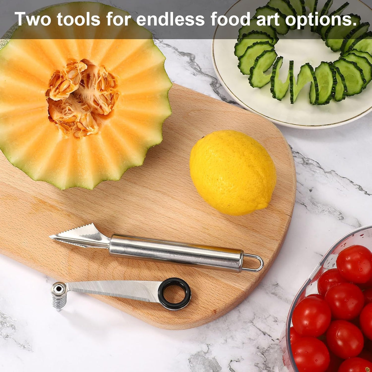 Kitchen Spiral and V-Shaped Tools Set, Vegetable Spiral Cutter and V Shape Fruit Carving Tool for Potatoes Slicing or Melon Engraving Kitchen Creative Spiralizer Cooking Tools