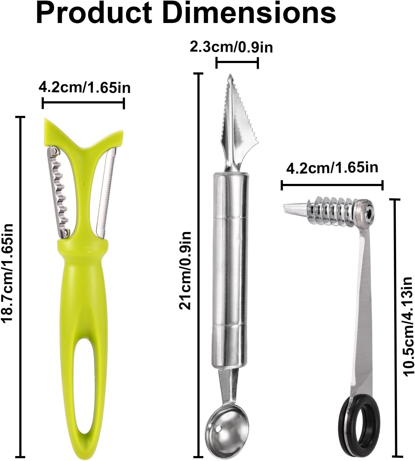 Kitchen Spiral and V-Shaped Tools Set, Vegetable Spiral Cutter and V Shape Fruit Carving Tool for Potatoes Slicing or Melon Engraving Kitchen Creative Spiralizer Cooking Tools