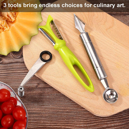 Kitchen Spiral and V-Shaped Tools Set, Vegetable Spiral Cutter and V Shape Fruit Carving Tool for Potatoes Slicing or Melon Engraving Kitchen Creative Spiralizer Cooking Tools