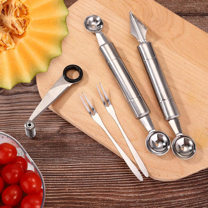 Kitchen Spiral and V-Shaped Tools Set, Vegetable Spiral Cutter and V Shape Fruit Carving Tool for Potatoes Slicing or Melon Engraving Kitchen Creative Spiralizer Cooking Tools