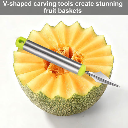 Kitchen Spiral and V-Shaped Tools Set, Vegetable Spiral Cutter and V Shape Fruit Carving Tool for Potatoes Slicing or Melon Engraving Kitchen Creative Spiralizer Cooking Tools