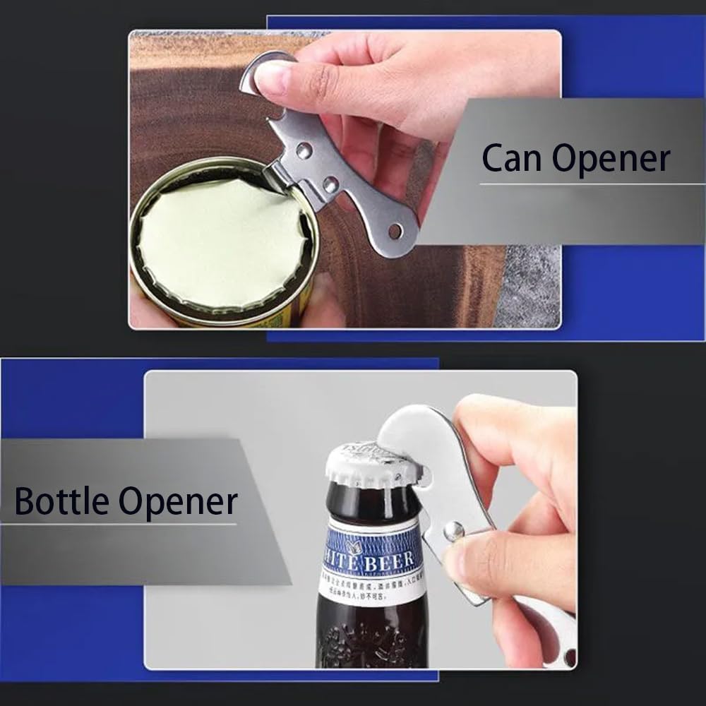 Can Opener Manual Stainless Steel Camping Can Opener, Portable Bottle Opener (2 Pieces)