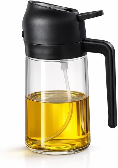 Olive Oil Sprayer, 16oz/470ml Glass Oil Sprayer for Cooking, 2-in-1 Oil Dispenser Bottle & Oil Mister for Air Fryer, Salad Dressing, Frying, BBQ, Grilling, Kitchen Use