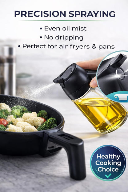 Olive Oil Sprayer, 16oz/470ml Glass Oil Sprayer for Cooking, 2-in-1 Oil Dispenser Bottle & Oil Mister for Air Fryer, Salad Dressing, Frying, BBQ, Grilling, Kitchen Use