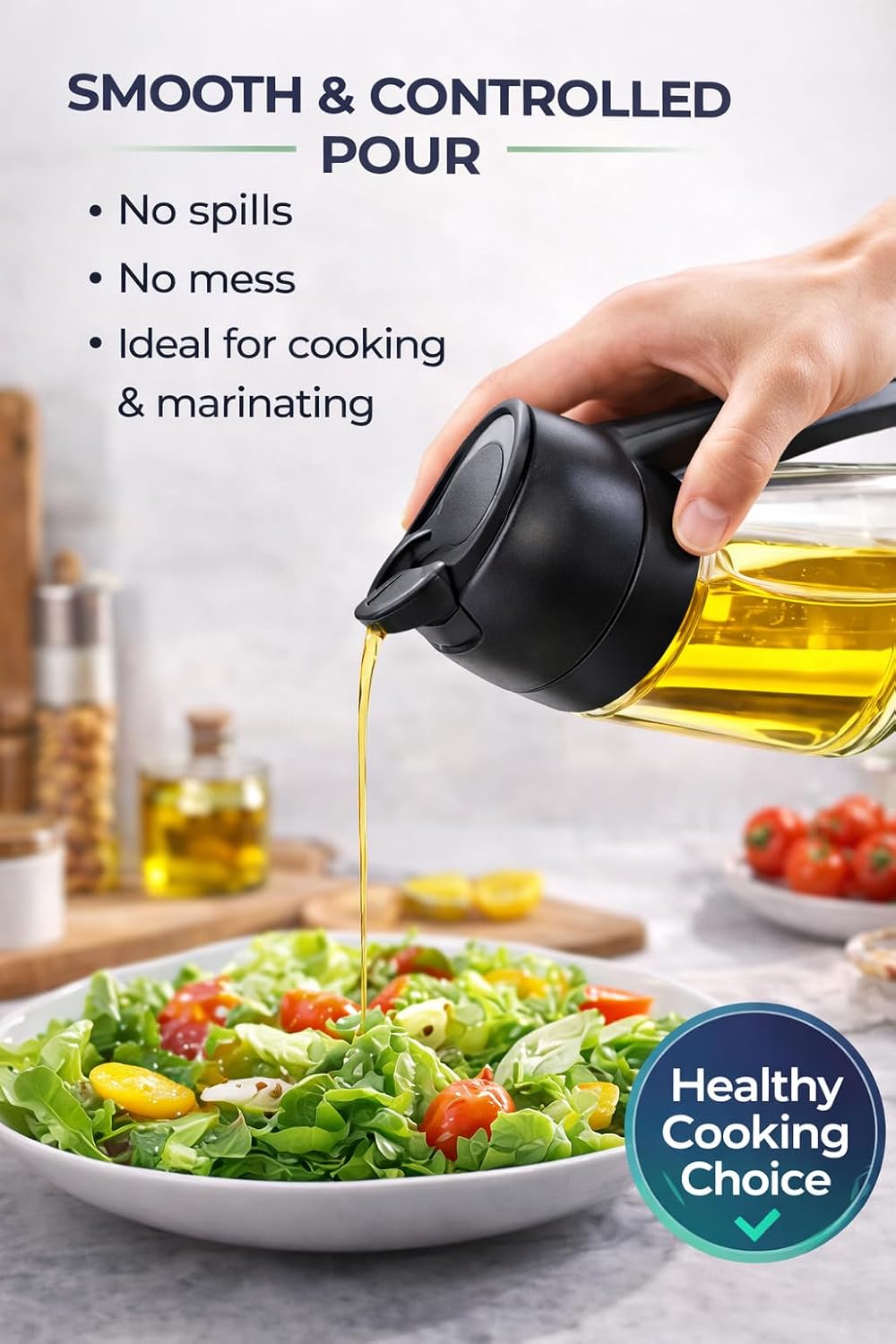 Olive Oil Sprayer, 16oz/470ml Glass Oil Sprayer for Cooking, 2-in-1 Oil Dispenser Bottle & Oil Mister for Air Fryer, Salad Dressing, Frying, BBQ, Grilling, Kitchen Use