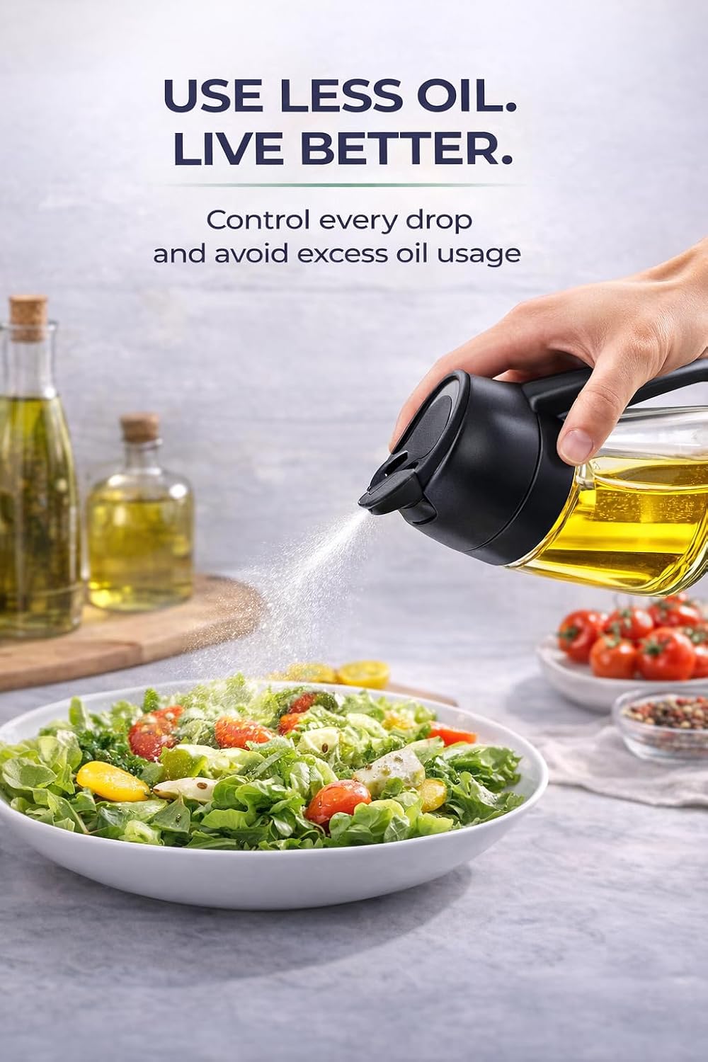 Olive Oil Sprayer, 16oz/470ml Glass Oil Sprayer for Cooking, 2-in-1 Oil Dispenser Bottle & Oil Mister for Air Fryer, Salad Dressing, Frying, BBQ, Grilling, Kitchen Use