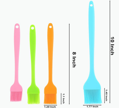 Silicone Basting Brush for Cooking 4 Pieces, Pastry Brush for Baking, BBQ Grill Heat Resistant, BPA Free, Oil Butter Sauce, Dishwasher Safe, Multicolor