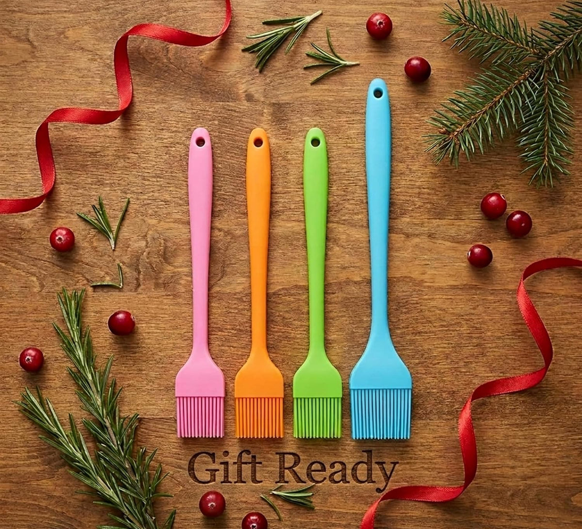 Silicone Basting Brush for Cooking 4 Pieces, Pastry Brush for Baking, BBQ Grill Heat Resistant, BPA Free, Oil Butter Sauce, Dishwasher Safe, Multicolor