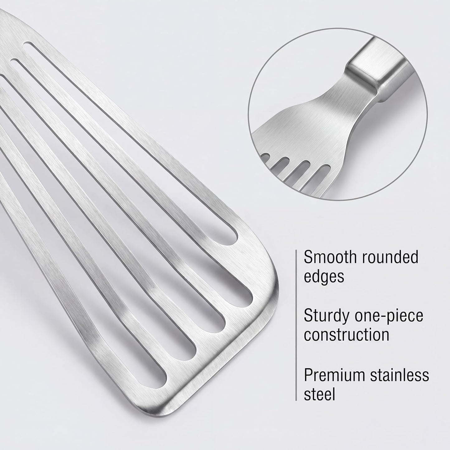 Thin Sturdy Fish Spatula Stainless Steel for Kitchen-Silver | One-piece Style Fish Spatula, Egg Flipper Bbq Flipper 18/8 Stainless Steel Blade Dishwasher-Safe Tools