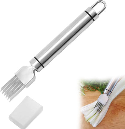 Stainless Steel Chopped Green Onion Knife, Kitchen Tool Slice Cutlery Vegetable Cutter Sharp Scallion Cutter Shred Knife, for Kitchen Cutting Vegetables Onion Garlic Slicing Tool（1 Pack）