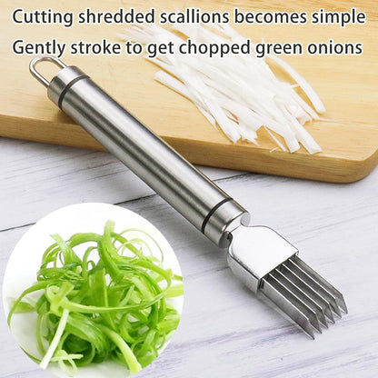 Stainless Steel Chopped Green Onion Knife, Kitchen Tool Slice Cutlery Vegetable Cutter Sharp Scallion Cutter Shred Knife, for Kitchen Cutting Vegetables Onion Garlic Slicing Tool（1 Pack）