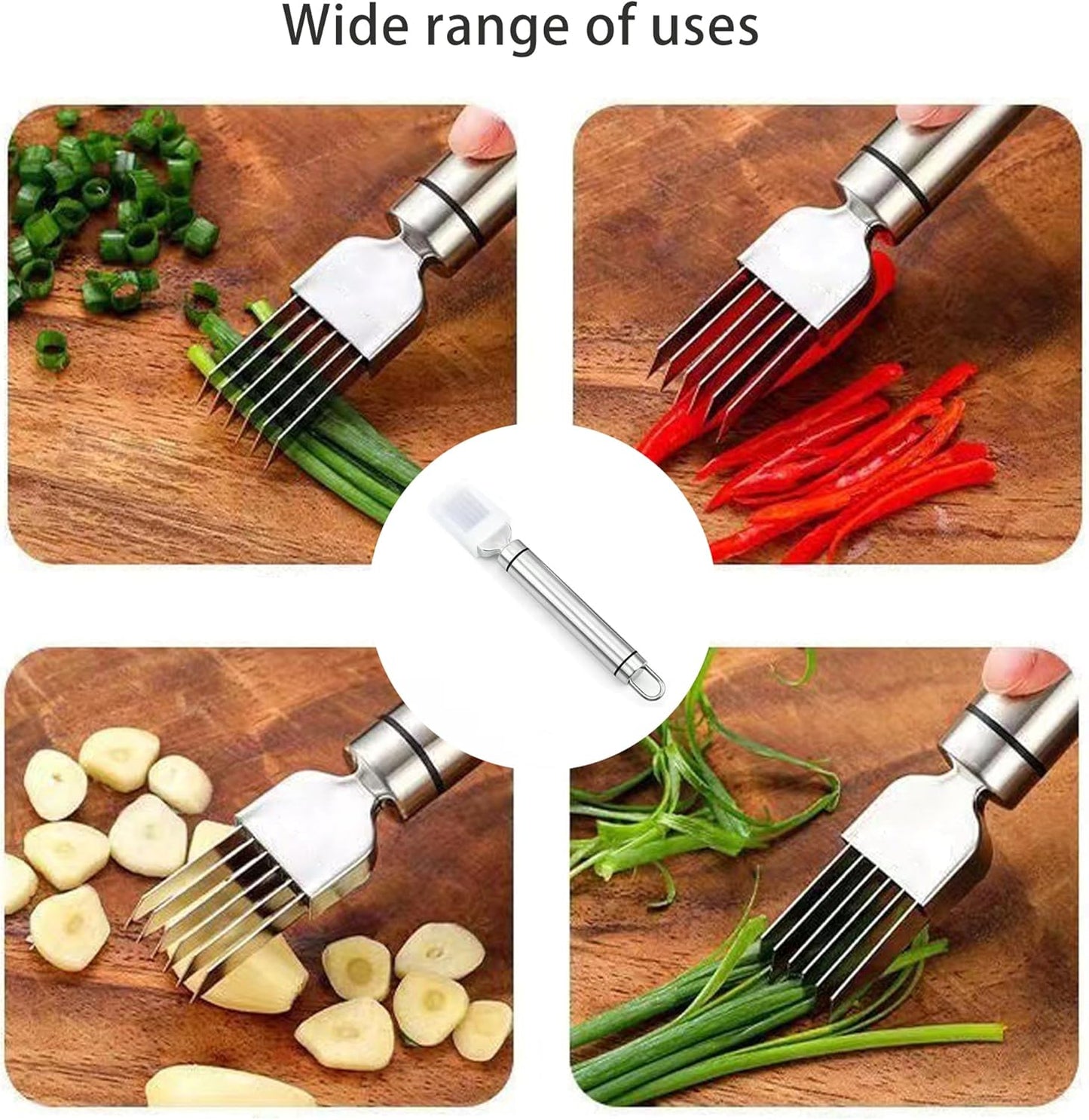 Stainless Steel Chopped Green Onion Knife, Kitchen Tool Slice Cutlery Vegetable Cutter Sharp Scallion Cutter Shred Knife, for Kitchen Cutting Vegetables Onion Garlic Slicing Tool（1 Pack）