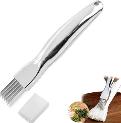 Stainless Steel Chopped Green Onion Knife, Kitchen Tool Slice Cutlery Vegetable Cutter Sharp Scallion Cutter Shred Knife, for Kitchen Cutting Vegetables Onion Garlic Slicing Tool（1 Pack）