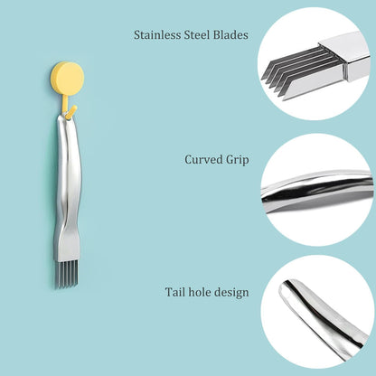 Stainless Steel Chopped Green Onion Knife, Kitchen Tool Slice Cutlery Vegetable Cutter Sharp Scallion Cutter Shred Knife, for Kitchen Cutting Vegetables Onion Garlic Slicing Tool（1 Pack）