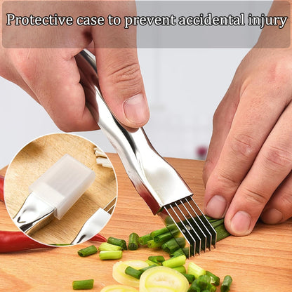 Stainless Steel Chopped Green Onion Knife, Kitchen Tool Slice Cutlery Vegetable Cutter Sharp Scallion Cutter Shred Knife, for Kitchen Cutting Vegetables Onion Garlic Slicing Tool（1 Pack）
