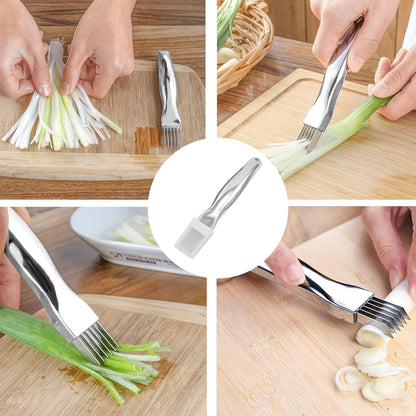 Stainless Steel Chopped Green Onion Knife, Kitchen Tool Slice Cutlery Vegetable Cutter Sharp Scallion Cutter Shred Knife, for Kitchen Cutting Vegetables Onion Garlic Slicing Tool（1 Pack）