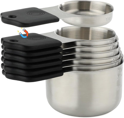 Magnetic Measuring Cups and Spoons Set of 16 Includes 7pcs Stainless Stee Stackable Nesting Magnetic Measuring Cup 9pcs Magnetic Measuring Spoon for Dry and Liquid Ingredients