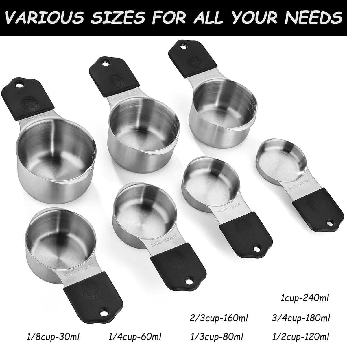 Magnetic Measuring Cups and Spoons Set of 16 Includes 7pcs Stainless Stee Stackable Nesting Magnetic Measuring Cup 9pcs Magnetic Measuring Spoon for Dry and Liquid Ingredients