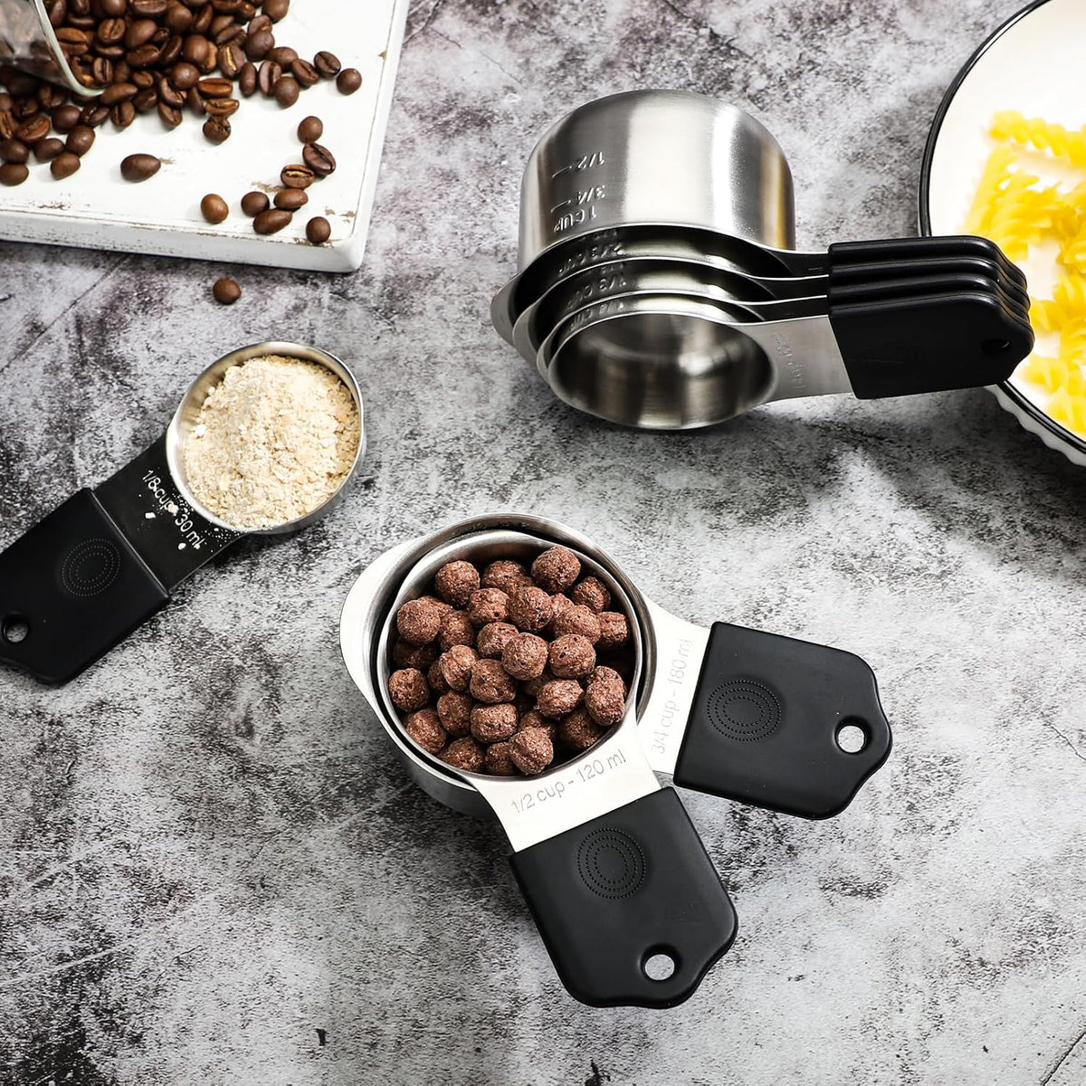 Magnetic Measuring Cups and Spoons Set of 16 Includes 7pcs Stainless Stee Stackable Nesting Magnetic Measuring Cup 9pcs Magnetic Measuring Spoon for Dry and Liquid Ingredients